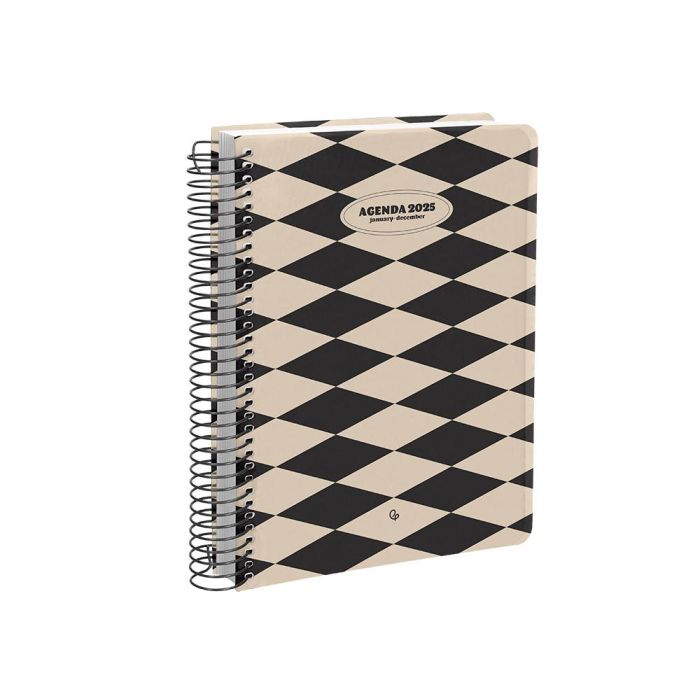 Agenda Espiral Liderpapel Classic A5 2025 Dia Pagina Color Blanco Y Negro Papel 70 gr 3