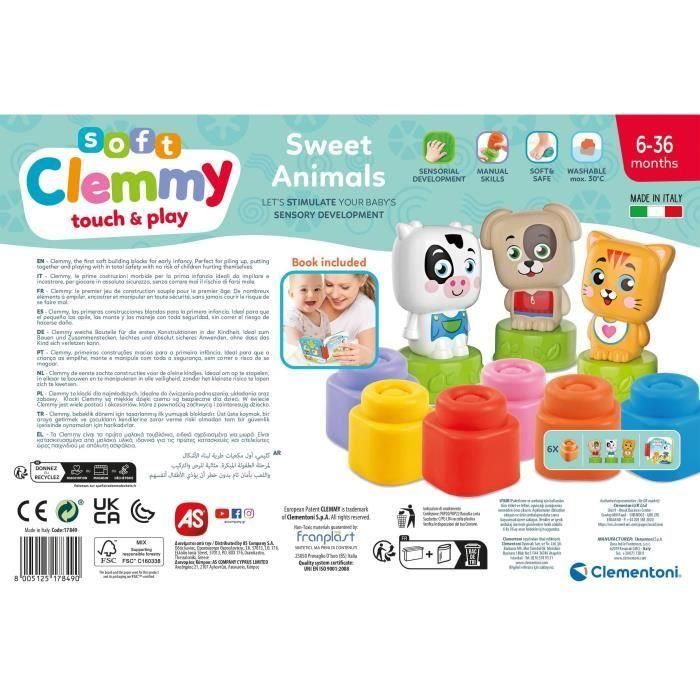 Clementoni - Cubos y animales Soft Clemmy - 6 Cubos + 3 caracteres + Libro 2