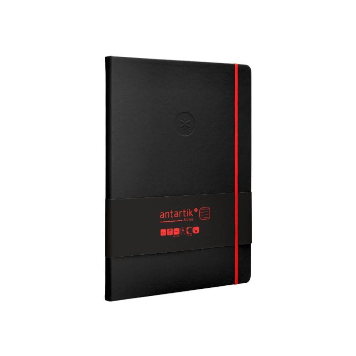 Cuaderno Con Gomilla Antartik Notes Tapa Dura A4 Hojas Rayas Negro Y Rojo 100 Hojas 80 gr Fsc 4