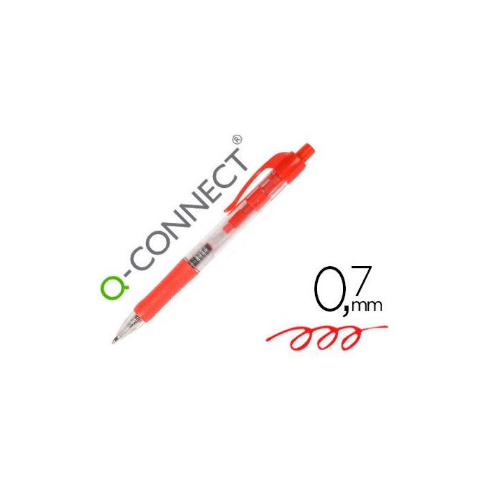 Boligrafo Q-Connect Retractil Con Sujecion De Caucho Tinta Aceite 0,7 mm Color Rojo 10 unidades