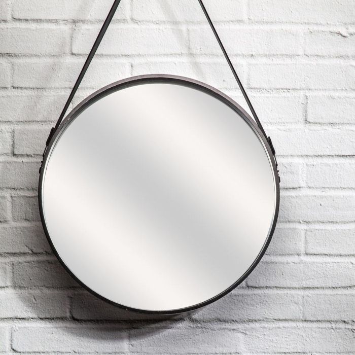 Home Deco Factory Espejo Lounge con Asa Negra, Diámetro 50 cm 3