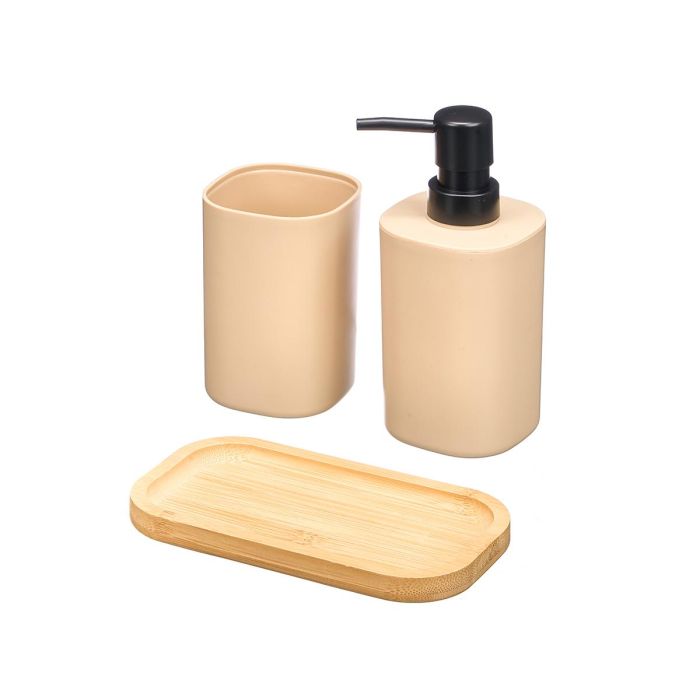 Set Dosificador Vaso Base Bambu Beige Berilo (Set de 12) 1 Set Dosificador Vaso Base Bambu Beige Berilo (Set de 12) 1
