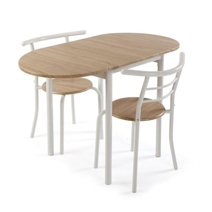 Conjunto de Mesa con 2 Sillas Versa Blanco 55 x 77 x 61 cm Metal PVC Madera MDF Conjunto de Mesa con 2 Sillas Versa Blanco 55 x 77 x 61 cm Metal PVC Madera MDF