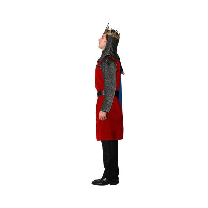 Disfraz de Carnaval para Hombre Adulto - Rey Medieval con Capa Azul, Túnica, Capucha y Cinturón - Talla XS-S 1