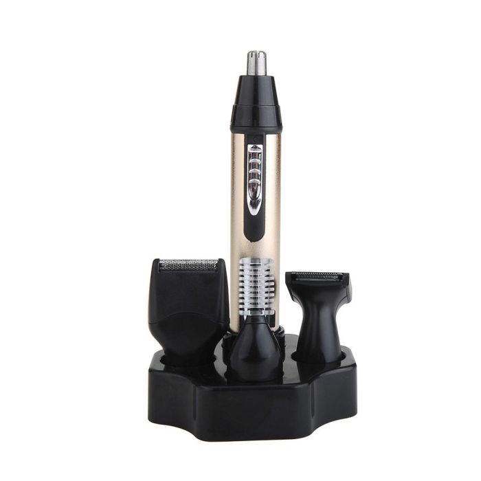 Edm Conjunto cortador de vello facial a pilas con 3 cabezales, cepillo de limpieza y base de sujeción 0 Edm Conjunto cortador de vello facial a pilas con 3 cabezales, cepillo de limpieza y base de sujeción 0