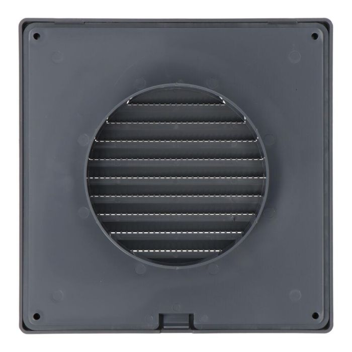 Rejilla ventilación cuadrada empotrable ø 100mm con mosquitera 170x170x11,5mm abs gris 1