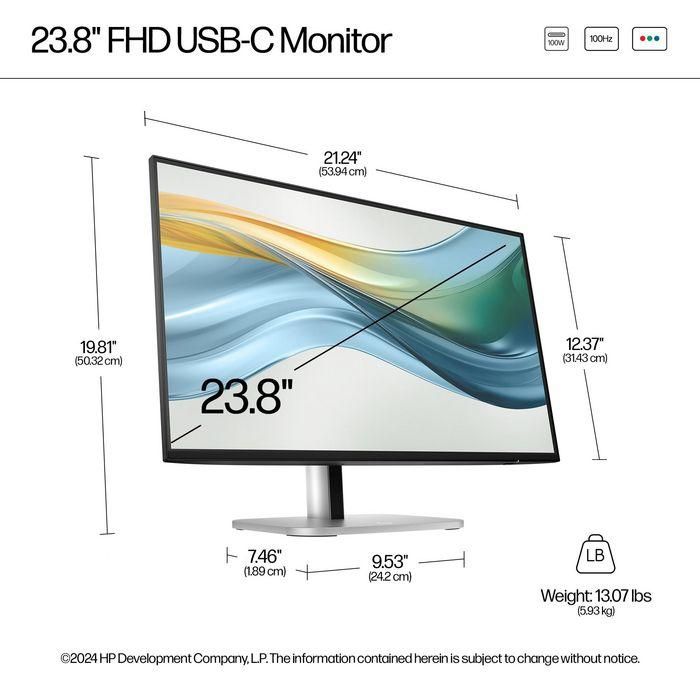 HP Monitor 524pu Pro G5 / 23,8" / FHD / HDMI-DisplayPort-USB(A)-USB(C) / Regulable Altura 7