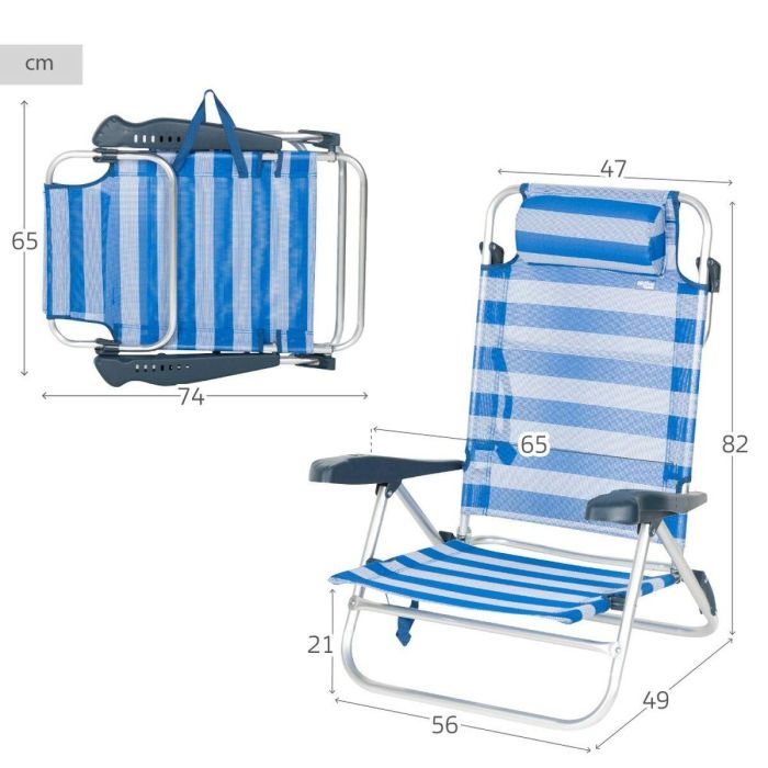 Silla de Playa Aktive 47 x 82 x 49 cm (2 Unidades) 3 Silla de Playa Aktive 47 x 82 x 49 cm (2 Unidades) 3
