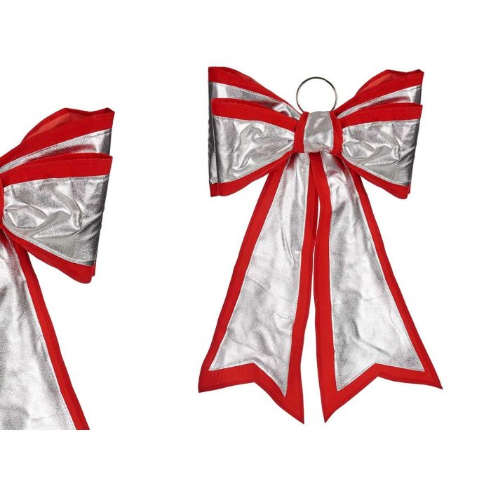 Lazo decorativo 40x60 cm plata y rojo - Krist+ (6 Unidades) Lazo decorativo 40x60 cm plata y rojo - Krist+ (6 Unidades)