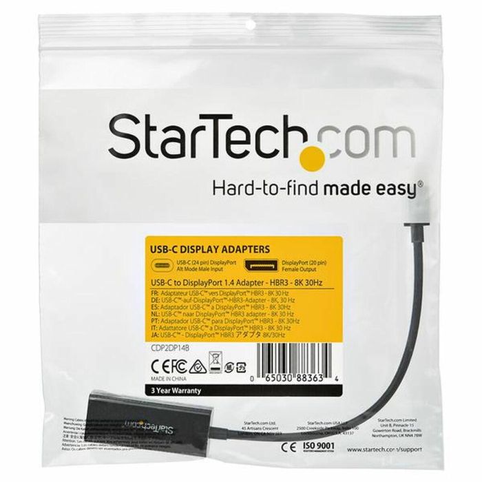 Adaptador USB C a DisplayPort Startech CDP2DP14B Negro 1 Adaptador USB C a DisplayPort Startech CDP2DP14B Negro 1
