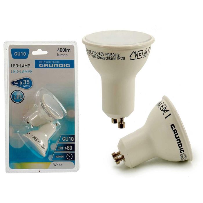 2 Bombillas GU10 5W 400Lm 6400K Grundig, 5x6x5 cm (10 Unidades) 2 Bombillas GU10 5W 400Lm 6400K Grundig, 5x6x5 cm (10 Unidades)