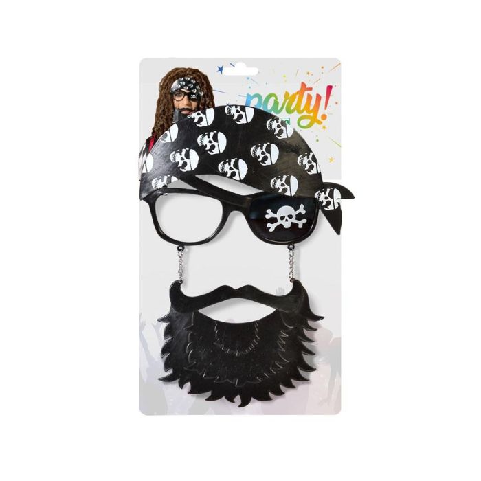 Gafas Carnaval Pirata con Barba y Pañuelo de Calaveras para Adulto 1