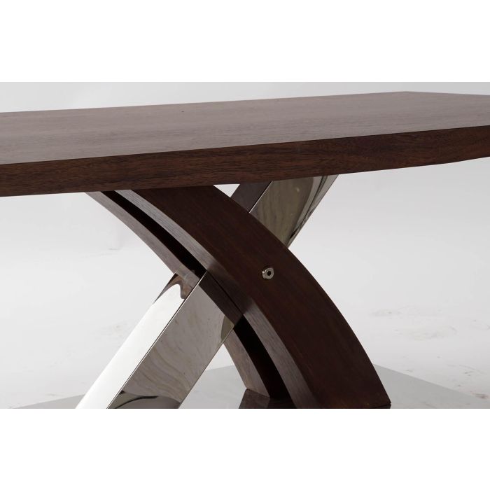 DKD Home Decor Mesa de Centro Moderna Madera y Acero Marron Oscuro Plateado 120 x 60 x 43.5 cm 1