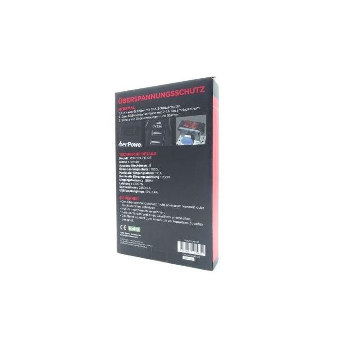 Regleta con Interruptor Cyberpower P0820SUD0-DE/ 8 Tomas de corriente/ 2 USB/ Cable 1.8m/ Negra 4 Regleta con Interruptor Cyberpower P0820SUD0-DE/ 8 Tomas de corriente/ 2 USB/ Cable 1.8m/ Negra 4