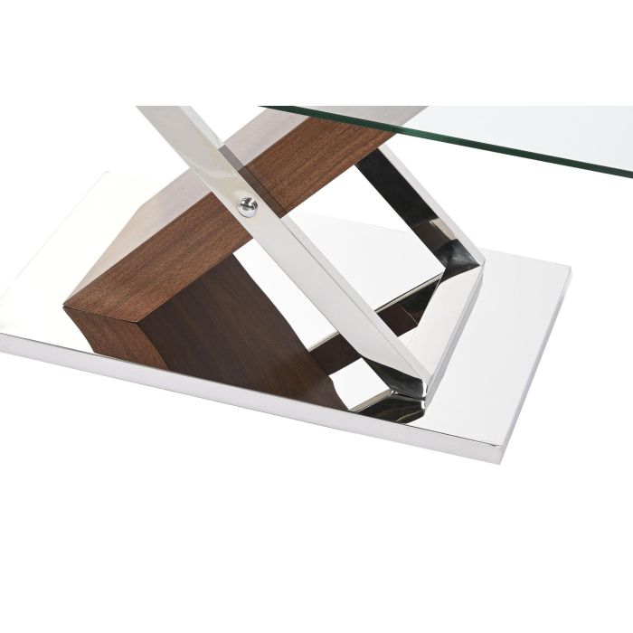 DKD Home Decor Mesa Centro Moderno Marron Oscuro Plateado Acero MDF 120 x 60 x 42 cm 3