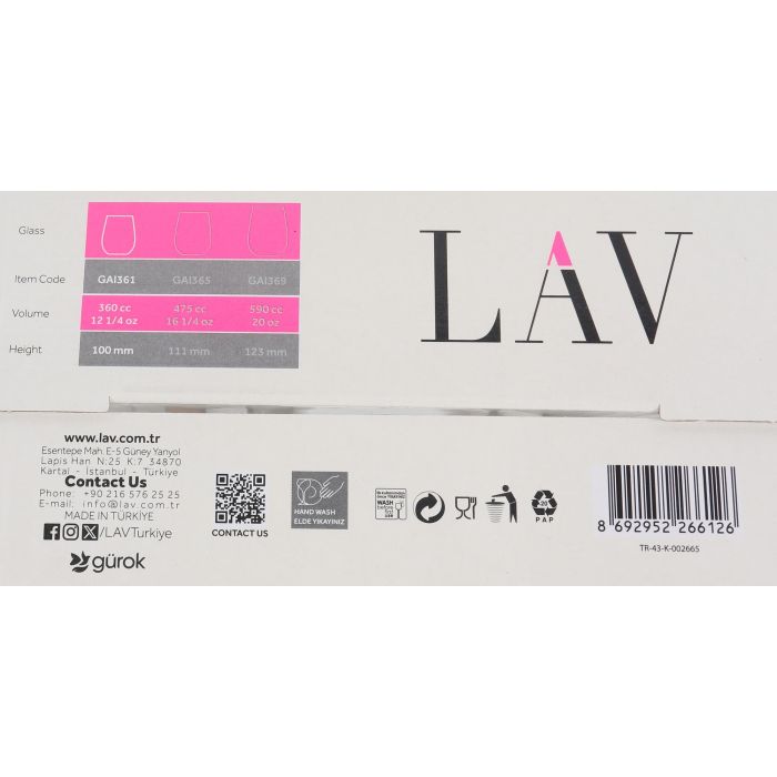 Set de 4 Vasos Gaia Abstract 360 cc - LAV (6 Cajas) 6 Set de 4 Vasos Gaia Abstract 360 cc - LAV (6 Cajas) 6