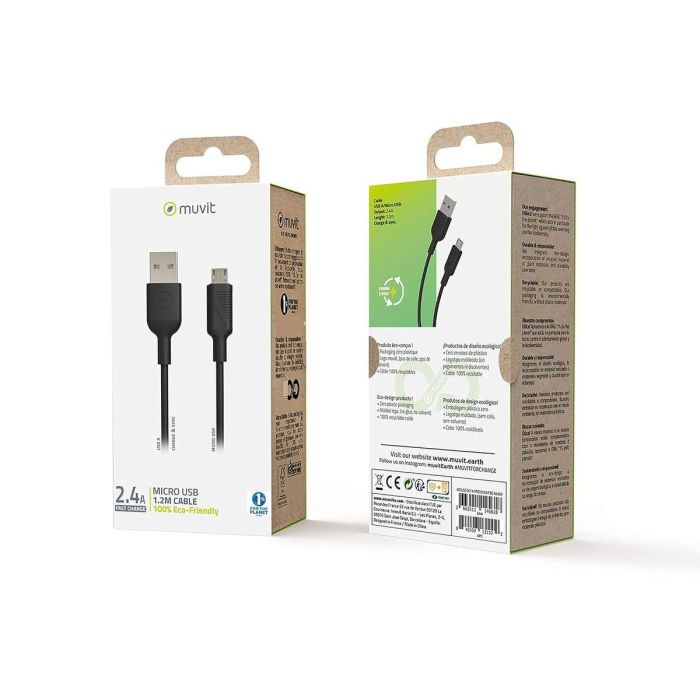 muvit for change cable USB a Micro USB 2,4A/10W 1,2m negro 6