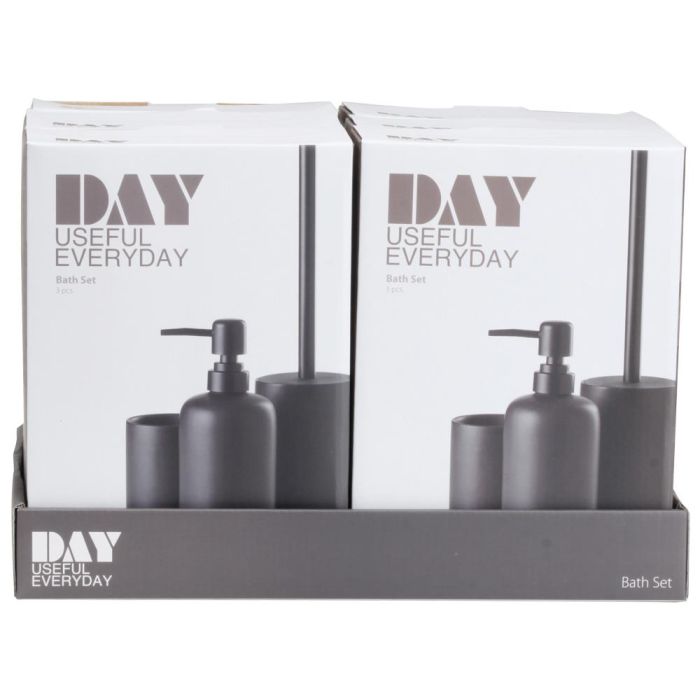 Day Juego De Baño 3 Piezas Negro Vaso Dispensador Jabón Escobilla WC 6