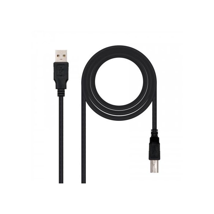 Cable USB 2.0 Impresora Nanocable 10.01.0102/ USB Tipo-B Macho - USB Macho/ 1m/ Negro