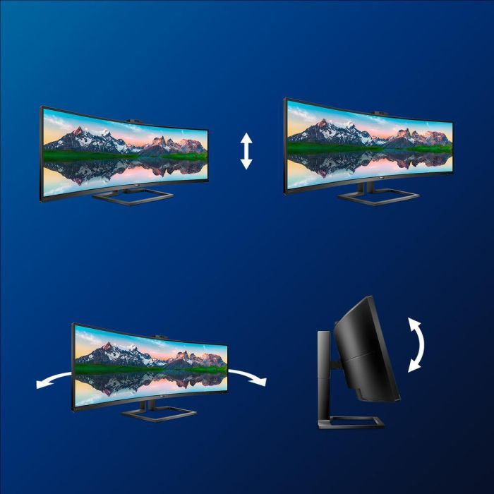 Philips 499P9H/00 Monitor Profesional Ultrapanorámico Curvo 49" Dual QHD Webcam USB-C KVM Regulable Negro 3