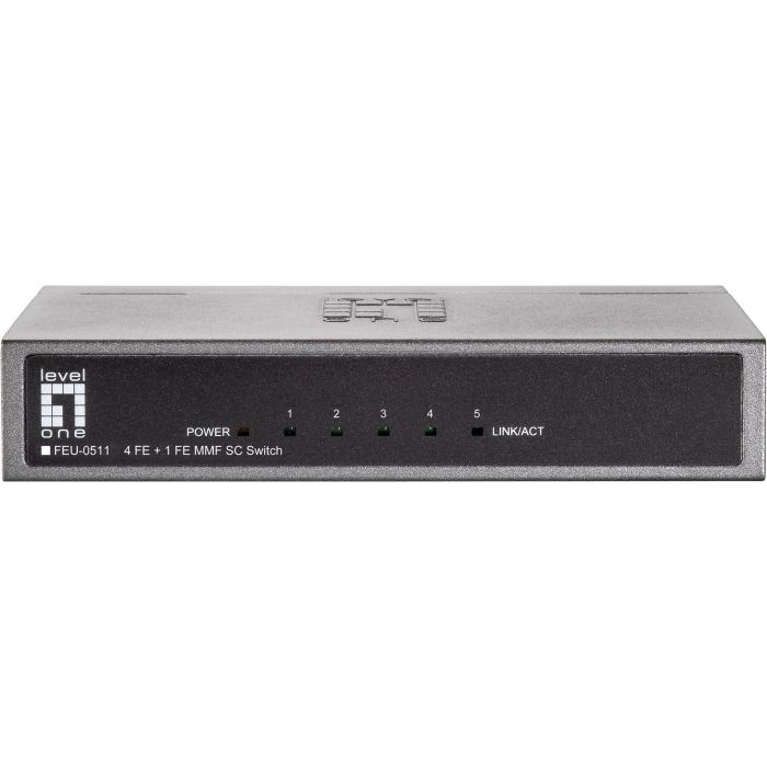 Level One Switch FEU-0511 4x FE 1x SC MM Fiber Metall 10/100 Mbps Ethernet 3