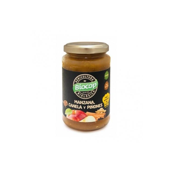 BIOCOP Compota de Manzana, Canela y Piñones Bio 280g - Ideal para Postres, Yogures y Recetas, Sin Gluten, Vegano