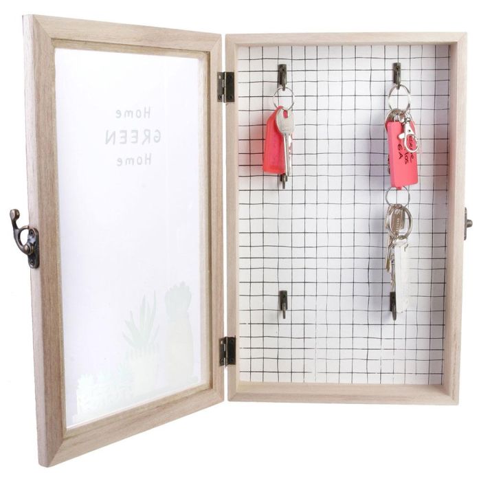 Home Deco Factory Good Deal Caja Llaves Madera con 6 Ganchos y Tapa de Cristal 19,5x5x30 cm 3