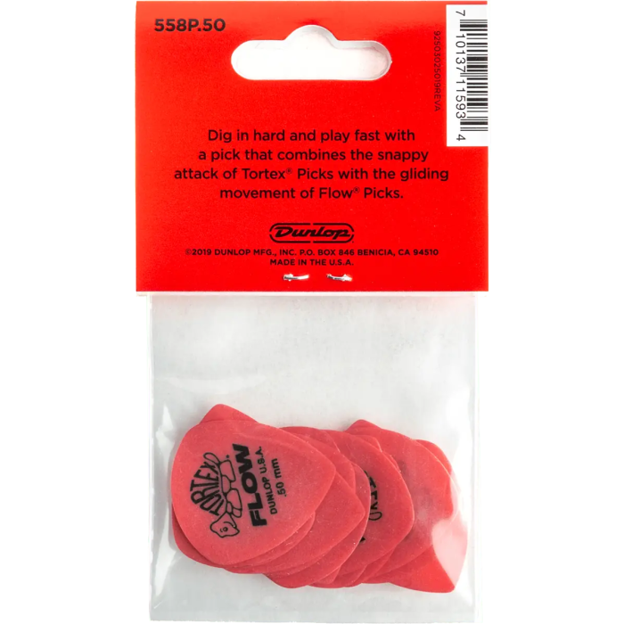 Dunlop Púas Tortex Flow 0,50Mm Pack 12 Unidades 2