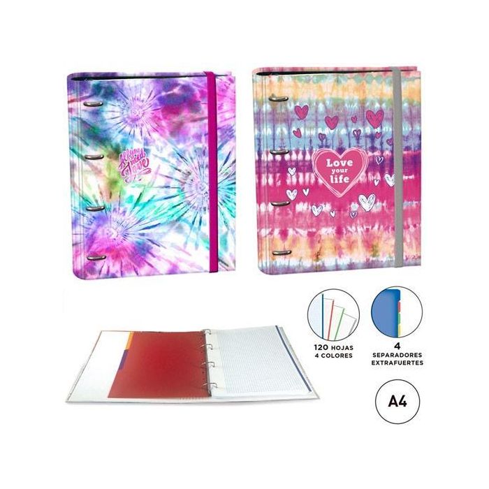 Senfort Carpeta Anillas 4 X 30 mm Ringbook C-Recambio 120H A4 4 Bandas Color 4 Separadores Tie Dye Surtido Senfort Carpeta Anillas 4 X 30 mm Ringbook C-Recambio 120H A4 4 Bandas Color 4 Separadores Tie Dye Surtido