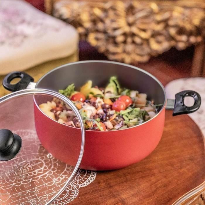 Livoo MEP150R Horno Holandés de 24 cm, Antiadherente sin PFOA ni PFOS, Mangos de Silicona, Apto para Todo Tipo de Fuegos, Incluida Inducción 2