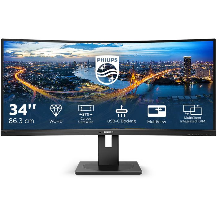 Philips Monitor 346B1C/00 34" (86,4cm) 3440x1440 UWQHD Curvo 100Hz USB-C Altavoces Negro