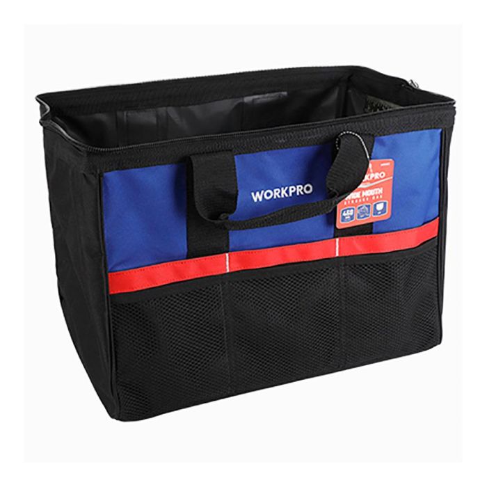 Workpro Bolsa de herramientas con cremallera, bolsillo exterior de malla, 32x21x23cm 3