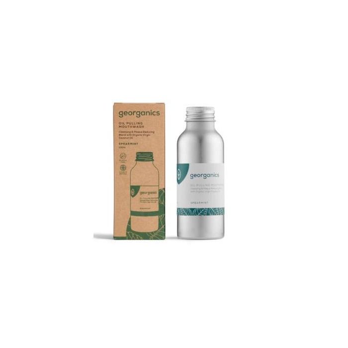 GEORGANICS Enjuague Bucal Natural con Aceite de Hierbabuena 100ml - Ayurvédico, Orgánico, Vegano, sin Flúor