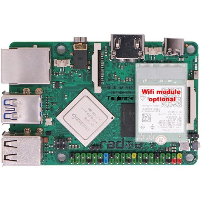 ALLNET Radxa Rock 3A 8GB RK3568 Quad-core Cortex-A55. freqency 2Ghz Mali G52 8GB LPDDR4 1