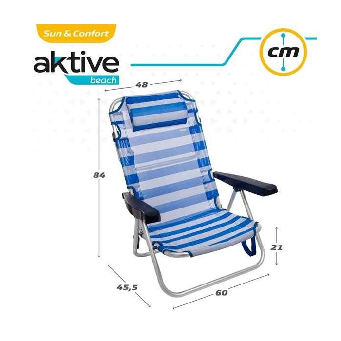Silla playa plegable aluminio posiciones marinera 48x48,5x84 cm 1 Silla playa plegable aluminio posiciones marinera 48x48,5x84 cm 1