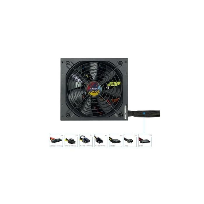 Tooq TQAPOLO-750SP Fuente de Alimentación ATX 12V V2.3 750W PFC Activo Ventilador 140mm silencioso para PC Gaming Crossfire SLI Tooq TQAPOLO-750SP Fuente de Alimentación ATX 12V V2.3 750W PFC Activo Ventilador 140mm silencioso para PC Gaming Crossfire SLI