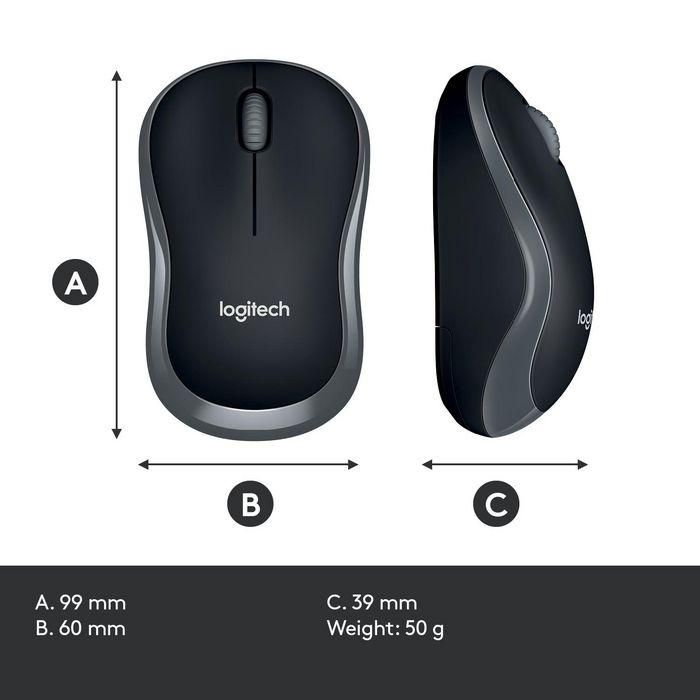Logitech Wireless Mouse M185, RF Wireless, Alkaline, Grey 14 Logitech Wireless Mouse M185, RF Wireless, Alkaline, Grey 14