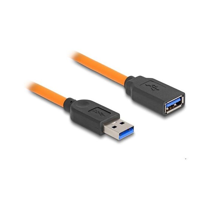 DeLOCK Cable USB 3.2 Gen 1 (5 Gbps) USB-A Macho a USB-A Hembra 1m Naranja para Tethering y Conectividad 1