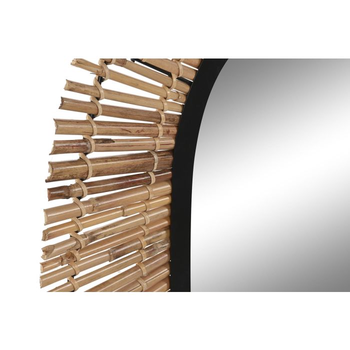 DKD Home Decor Espejo Balines Ratan, Espejo, Metal Negro, Natural 63 x 1.5 x 92 cm 1