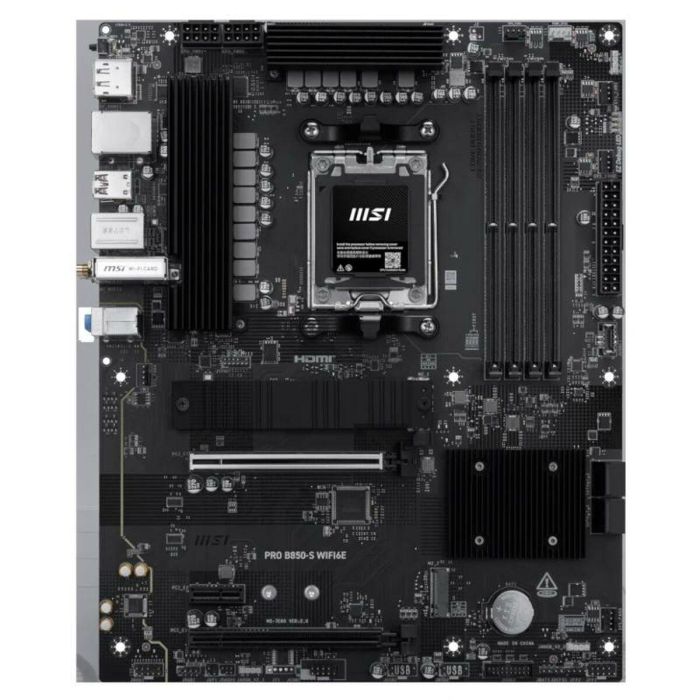 MSI 911-7E80-002 PRO B850-S Placa base ATX AMD B850 Zócalo AM5, AMD Ryzen 7000/8000/9000, DDR5, Wi-Fi 6E 22 MSI 911-7E80-002 PRO B850-S Placa base ATX AMD B850 Zócalo AM5, AMD Ryzen 7000/8000/9000, DDR5, Wi-Fi 6E 22
