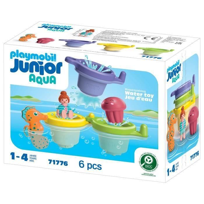 PLAYMOBIL 71776 Vasos Flotantes Junior Aqua para Baño Bebés +12 meses con Ducha y Lluvia Apilables 3