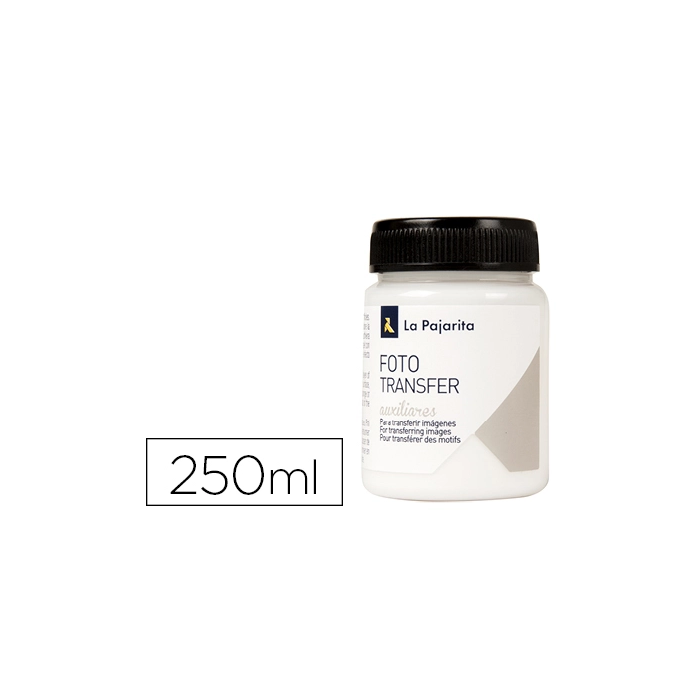 La Pajarita Foto Transfer Bote 250 ml Acabado Brillante Transparente para Lienzo Madera Tela Vidrio 0 La Pajarita Foto Transfer Bote 250 ml Acabado Brillante Transparente para Lienzo Madera Tela Vidrio 0