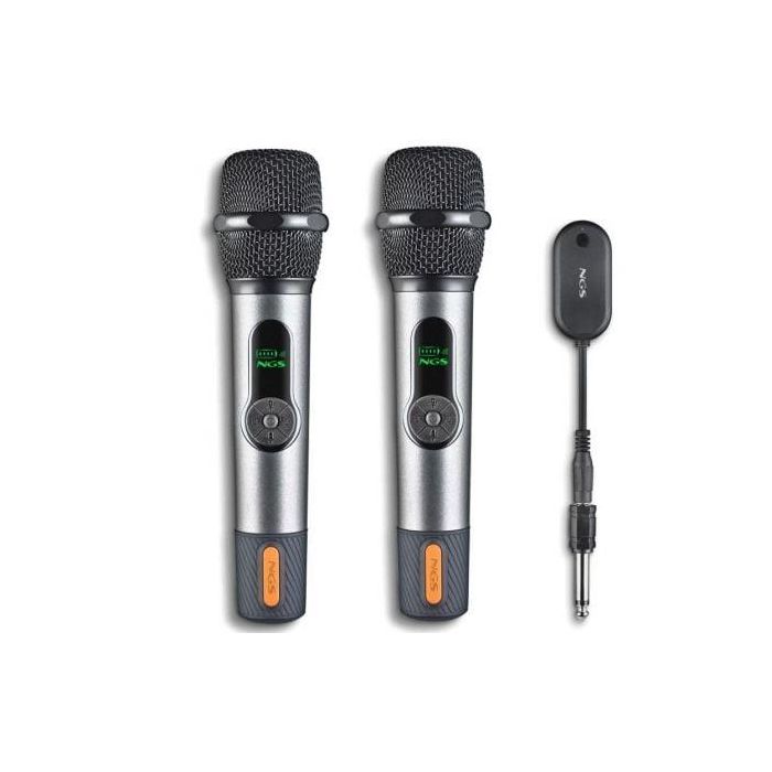 NGS SINGERSTARDUO Pack 2 Micrófonos Inalámbricos Dinámicos Singer Star Duo con Receptor, Jack 3.5/6.3mm, 30h Autonomía para Karaoke NGS SINGERSTARDUO Pack 2 Micrófonos Inalámbricos Dinámicos Singer Star Duo con Receptor, Jack 3.5/6.3mm, 30h Autonomía para Karaoke