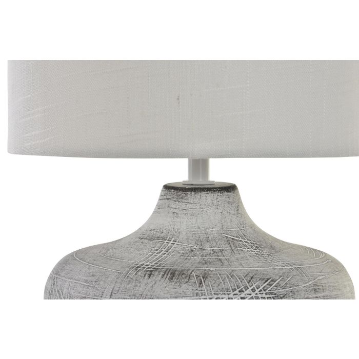 DKD Home Decor Lámpara de Sobremesa Romántica Gris y Blanco, Pack 2 Unidades, 22x31x22 cm, Gres/Poliéster, Bombilla E27 1