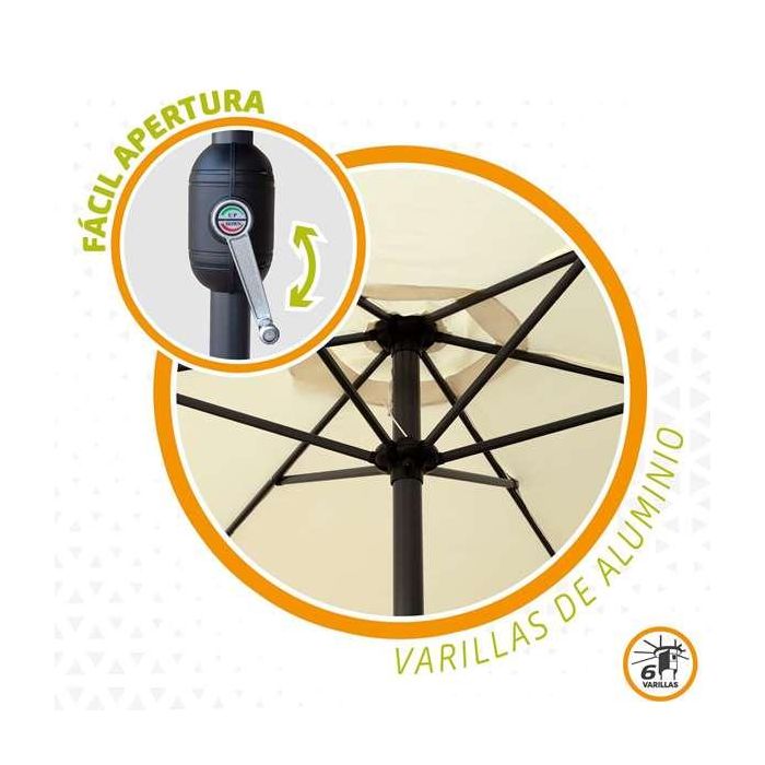 Parasol terraza 250 cm con chimenea y mástil de aluminio 3,4 cm color crema 2 Parasol terraza 250 cm con chimenea y mástil de aluminio 3,4 cm color crema 2
