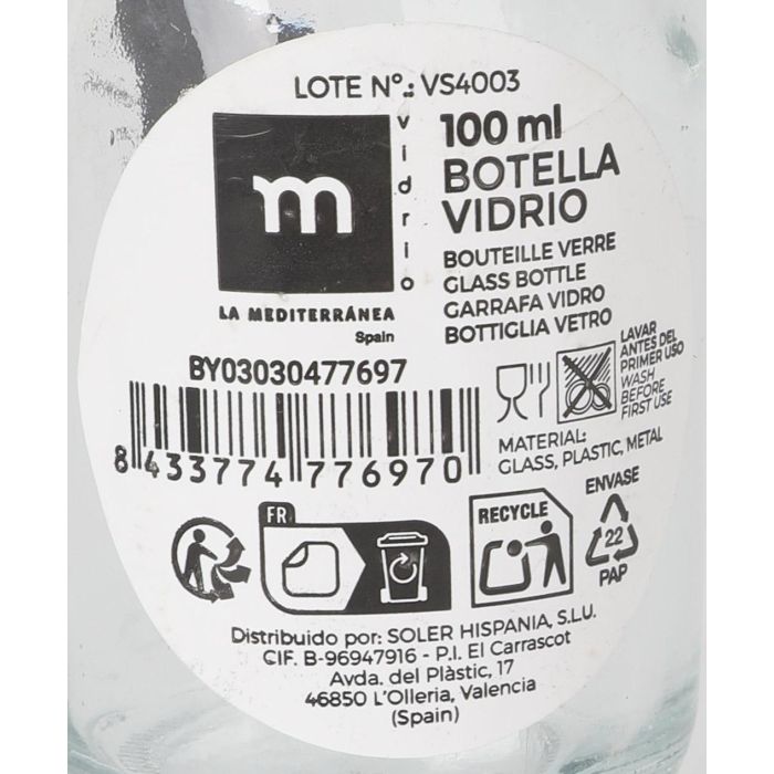 Botella hermética 100 ml La Mediterranea (24 Unidades) 9 Botella hermética 100 ml La Mediterranea (24 Unidades) 9