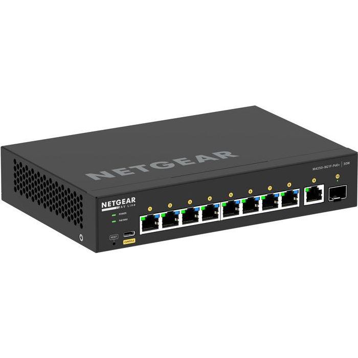 Netgear 8x1G PoE+ 110W 1x1G and 1xSFP Managed Switch 8 Netgear 8x1G PoE+ 110W 1x1G and 1xSFP Managed Switch 8
