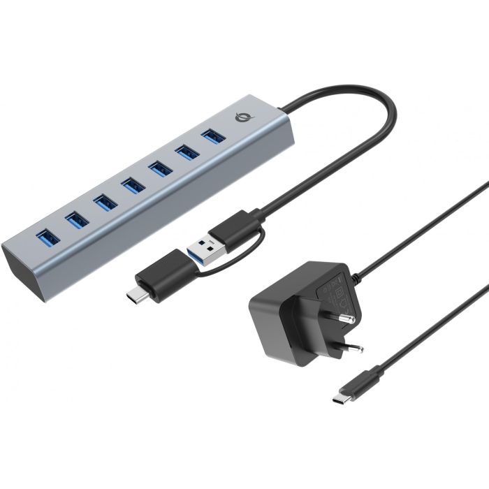 Conceptronic HUBBIES21GP Hub USB 3.0 Gris con 7 Puertos USB-A y Conexiones USB-A y USB-C 0 Conceptronic HUBBIES21GP Hub USB 3.0 Gris con 7 Puertos USB-A y Conexiones USB-A y USB-C 0
