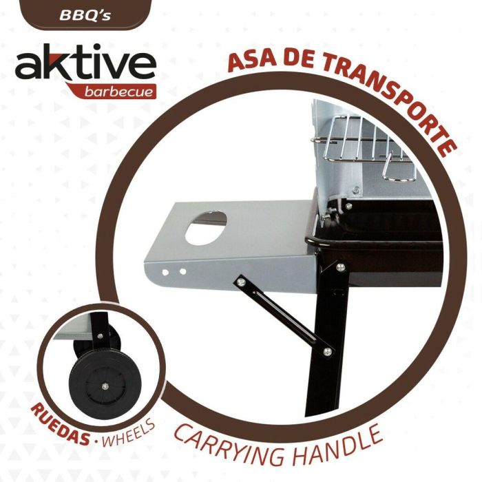 Barbacoa de Carbón con Ruedas Aktive Metal esmaltado 90 x 85 x 32 cm Negro 3 Barbacoa de Carbón con Ruedas Aktive Metal esmaltado 90 x 85 x 32 cm Negro 3