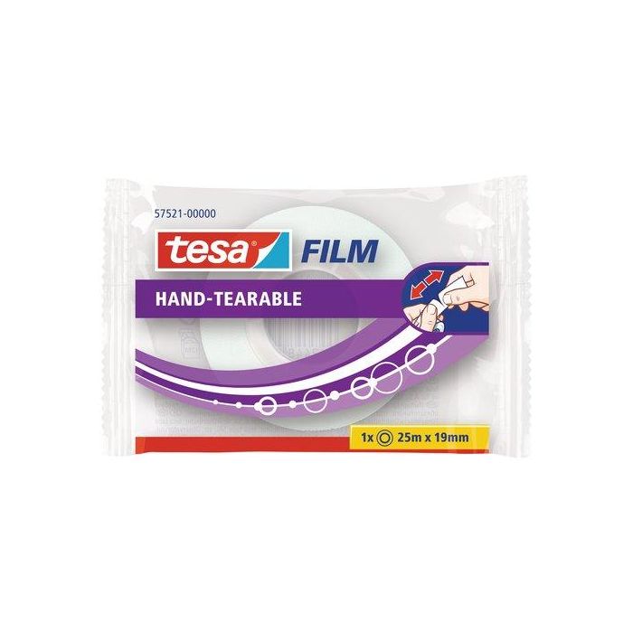 Cinta Adhesiva Tesa Sin Tijeras Rollo 25X19 En Bolsa 24 unidades
